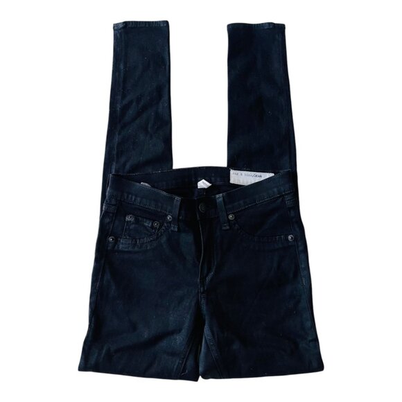 Rag & bone the legging in coated black Shimmer Stretch Jegging Women’s Size 24 - Picture 5 of 12